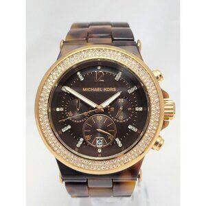 Michael Kors Bel Air MK5528 MK-5528 Womens Brown Tortoise Chronograph Watch